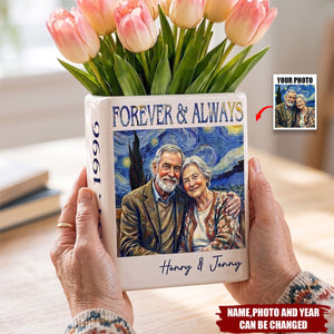 Custom Book Vase - Personalized Anniversary Wedding Gifts For Husband And Wife, Him And Her - Together Under Starry Skies