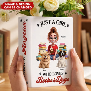 A Girl Who Loves Books & Pets - Personalized Ceramic Book Vase