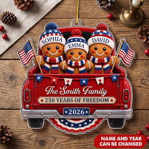 Custom Acrylic Ornament - Personalized America 250th Anniversary Christmas Gifts For Mom, Dad, Brother, Sister - Sweet Traditions Of Freedom