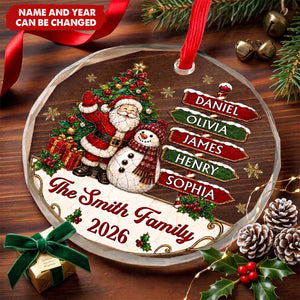 Custom Circle Glass Ornament - Personalized Christmas Birthday Gifts For Mom, Dad, Brother, Sister - Gathering Happiness