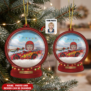 Custom Kid Funny Face Cartoon Car Christmas Gifts - Personalized Ornament