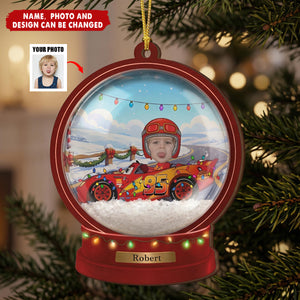Custom Kid Funny Face Cartoon Car Christmas Gifts - Personalized Ornament