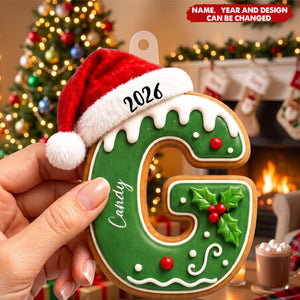 Custom Gingerbread Letter For Family, Kids Stocking Tag Relief Acrylic - Personalized Ornament