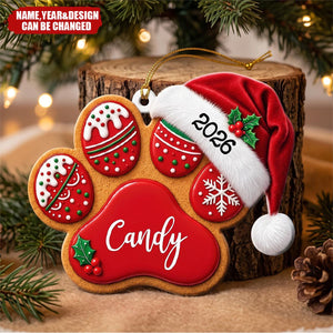 Custom Dog Bone, Fishy Cat Gingerbread Christmas Pet First Christmas - Personalized Ornament