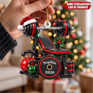 Custom Name Gym Christmas Gifts for Fitness Lovers - Personalized Acrylic Ornament