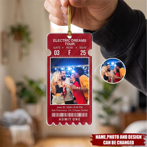 Keepsake For Fans, Music Lovers - Personalized Custom Photo Concert Ticket Acrylic Ornament