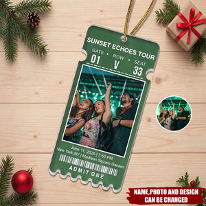 Keepsake For Fans, Music Lovers - Personalized Custom Photo Concert Ticket Acrylic Ornament