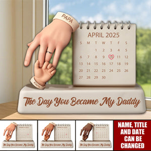 The Day You Became My Daddy - Personalized Father Shaped Acrylic Plaque, Gift For Dad