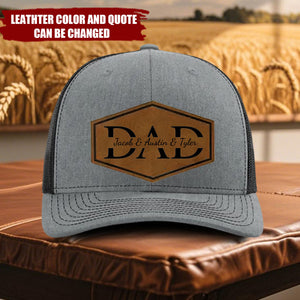 First Fathers Day Gifts for New Dad - Family Personalized Custom Leather Patch Hat - Father's Day, Gift For Dad, Grandpa
