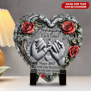 Till Deadth Do Us Part - Couple Personalized Heart Shaped Stone with Stand