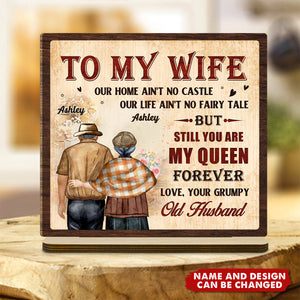To My Queen - Personalized 2-Layered Standing Wooden Plaque