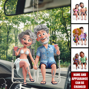 Summer Couples - Personalized Acrylic Ornament, Car Hanger