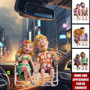 Summer Couples - Personalized Acrylic Ornament, Car Hanger