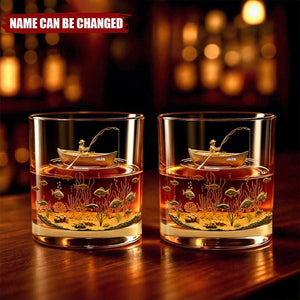 Fishing Man - Personalized Whiskey Glass, Gifts For Fishing Lovers