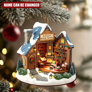 Book Nook - Personalized Wooden Ornament, Gifts For Book Lovers
