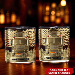 Firefighter Fire Dept - Personalized Scuba Diving Whiskey Glass, Gifts For Firefighter