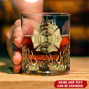 Firefighter Fire Dept - Personalized Scuba Diving Whiskey Glass, Gifts For Firefighter
