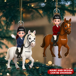 Girl And Her Horse - Personalized Christmas Acrylic Ornament
