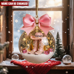 Cow Girl Boots - Personalized Christmas Acrylic Ornament