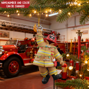 Holiday Firefighter Hero - Personalized Christmas Acrylic Ornament
