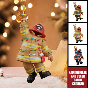 Holiday Firefighter Hero - Personalized Christmas Acrylic Ornament