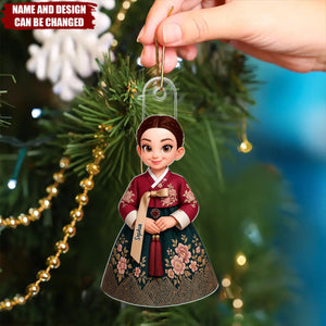 3D Effect Man Woman Korean Hanbok - Personalized Christmas Acrylic Ornament