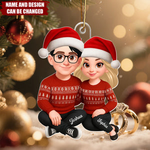 3D Effect Shining Effect Beautiful Couple - Personalized Christmas Acrylic Ornament