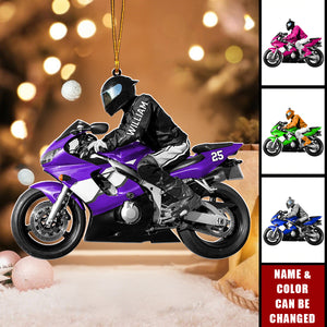 Motocross Biker - Personalized Christmas Acrylic Ornament