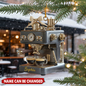 Espresso Machine - Personalized Christmas Acrylic Ornament, Gift For Baristas And Coffee Lovers