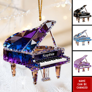 Crystalline Piano Effect - Personalized Christmas Acrylic Ornament, Gift For Pianist