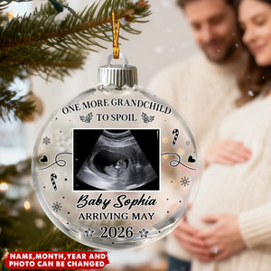 One More Grandchild To Spoil - Personalized Christmas Acrylic Ornament, Gift For Grandparents