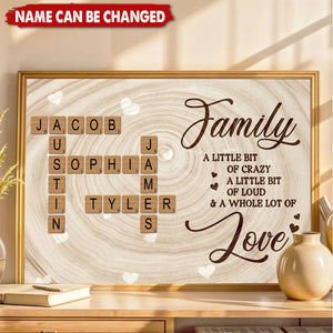 Family Crossword Wall Art A Whole Lot Of Love - Personalized Poster