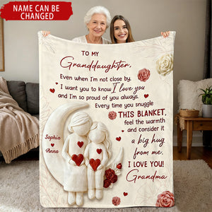 To My Granddaughter Love and Warmth - Personalized Blanket