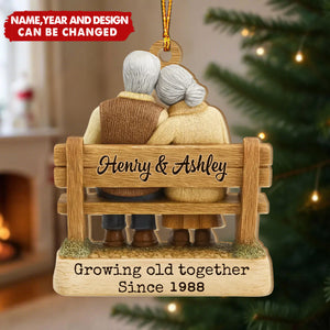 Couple Growing Old Together - Personalized Wooden Ornament