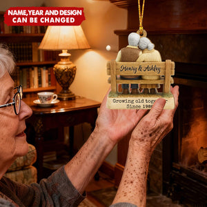 Couple Growing Old Together - Personalized Wooden Ornament