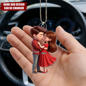 Romantic Love Couple - Personalized Acrylic Car Hanger - Sentimental Gift for him, for her