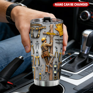 Strength Of The Line - Personalized Lineman Tumbler