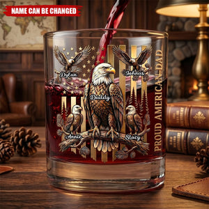 Proud Eagle Dad Round Glass - Personalized Gifts For Dad