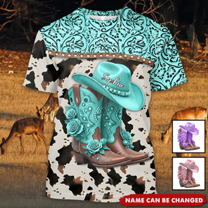 Western Cowgirl Boots - Personalized Cowgirl All Over Shirt