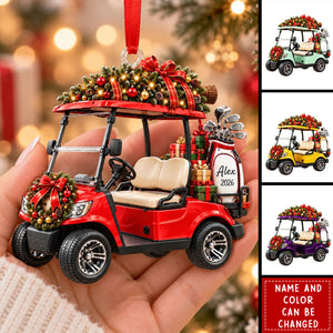 Personalized Golf Cart Christmas Ornament, Gift For Golf Lovers, Golfer Dad, Husband & Grandpa
