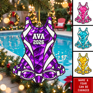 Personalized Swimming Christmas Ornament -Gift For Swimmer Girl