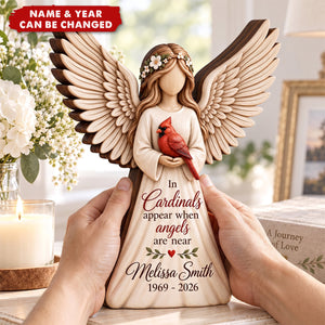 Personalized Cardinal Angel Wooden Block - Gift For Grief & Memorial Loved Ones