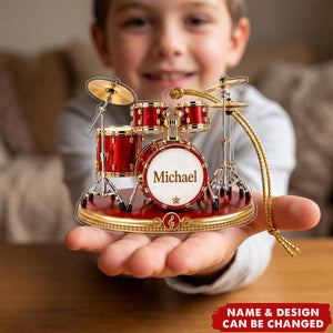 Personalized Drummer Ornament, Custom Name Drum Set Christmas Ornament