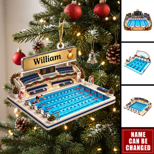 Personalized Swimming Christmas Ornament, Custom Swimmer Name Ornament