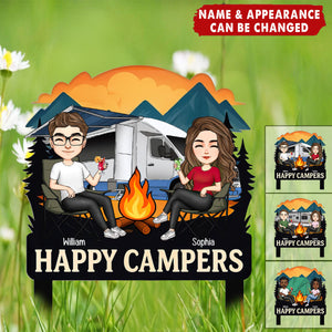 Happy Campers Welcome To Our Campsite - Personalized Garden Stake
