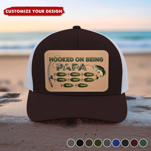 Hooked On Being Grandpa Papa Fishing Camouflage Personalized Cap