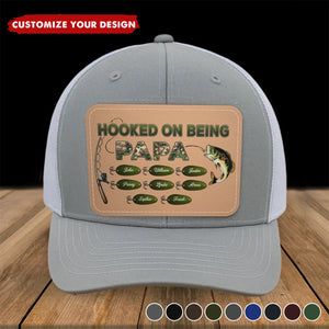 Hooked On Being Grandpa Papa Fishing Camouflage Personalized Cap