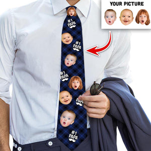 Custom Photo Best One In The World - Family Personalized Tie