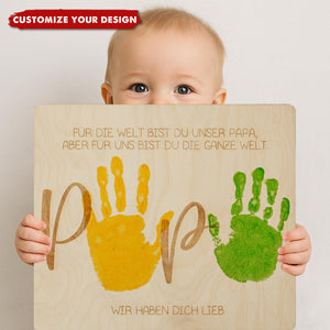 Father's Day Handprint DIY Sign - Personalized Wooden Plaque