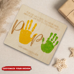 Father's Day Handprint DIY Sign - Personalized Wooden Plaque
